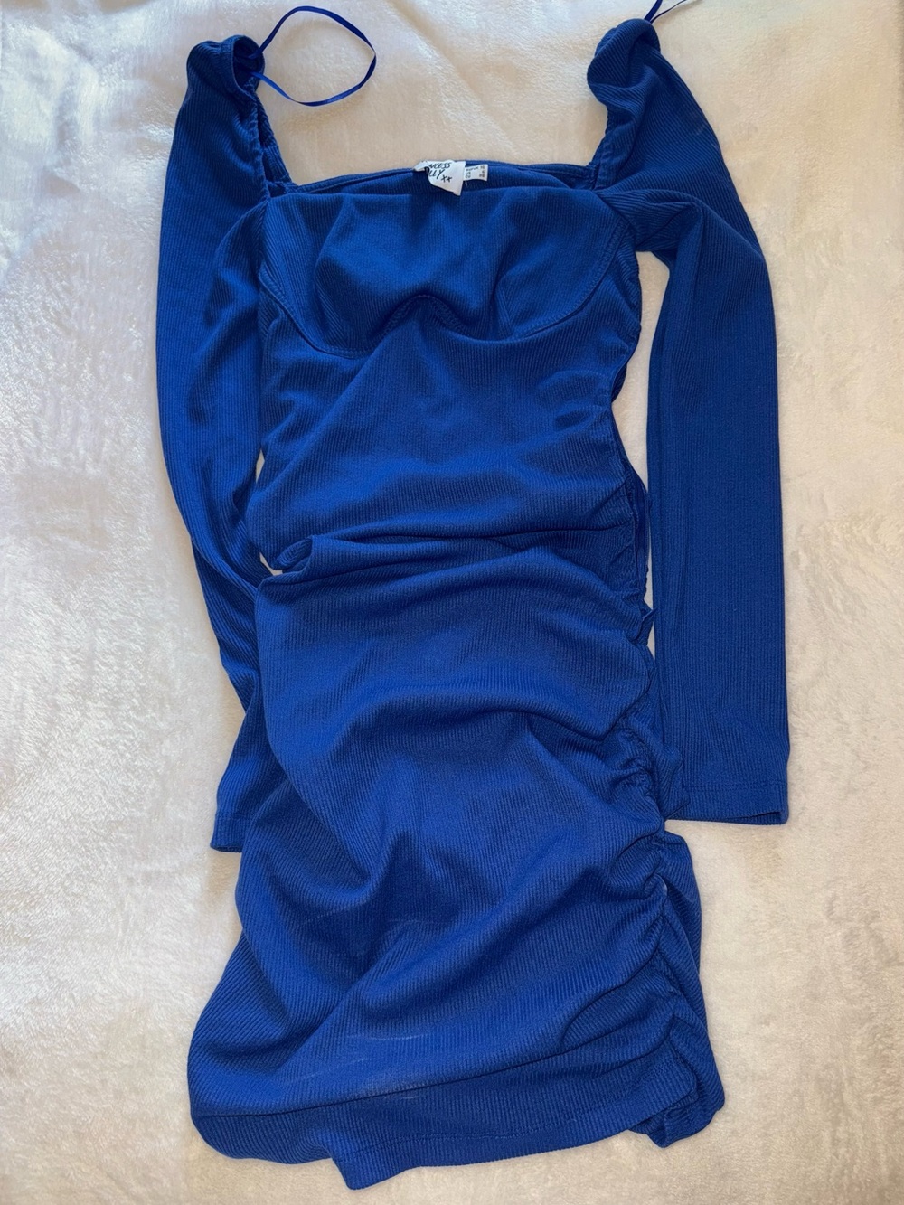 Princess Polly Royal Blue Long-Sleeve Ruched Bodycon Dress